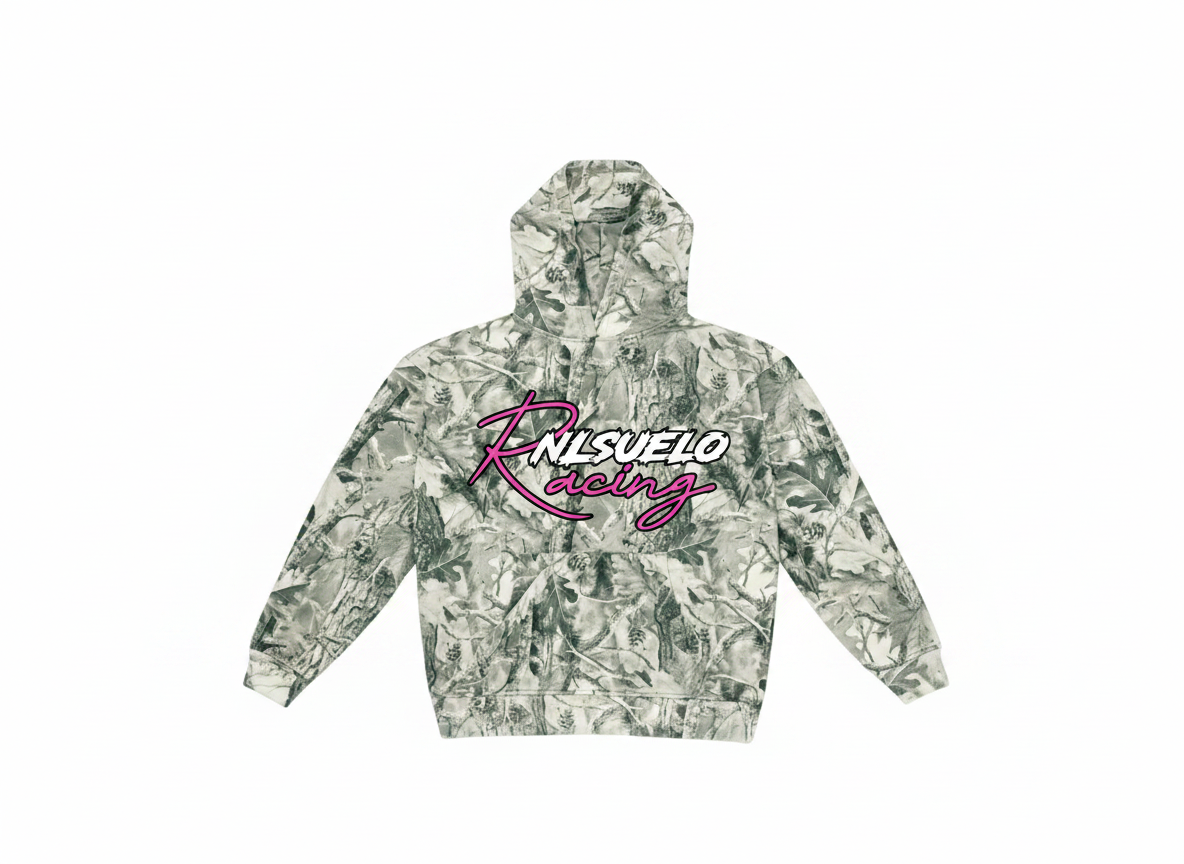 NLSUELO Racing Camo Hoodie with Pink Letters